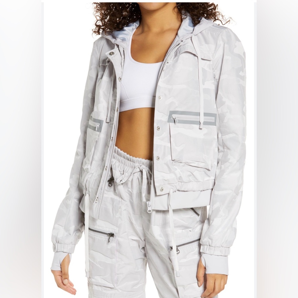 Blanc Noir Skyfall Camo Light Gray Utility Textured Jacket Sz XS